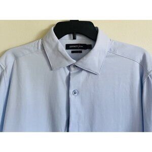 DSTRCT & Row Dress Slim‎ Fit Shirt Mens L Long Sleeve Ice Blue Stretch NEW